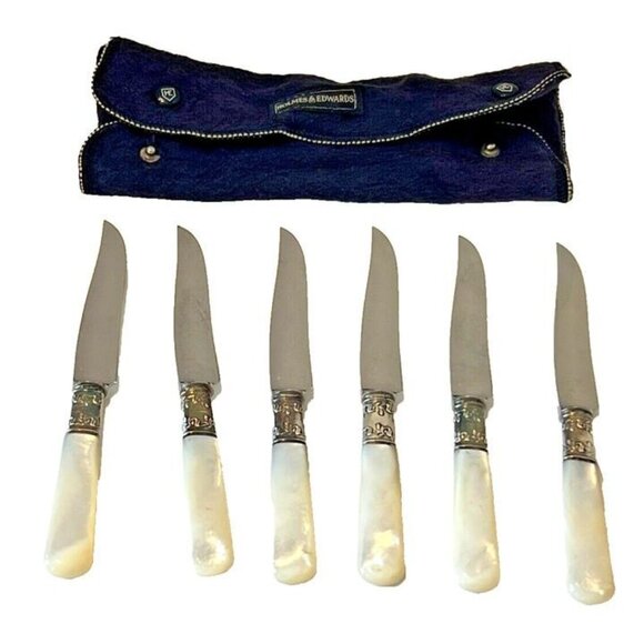 Set of 6 Pearl Handle Fruit Knives Flatware‎ Discontinued Sterling FRKP 6 1/4" - Picture 1 of 4